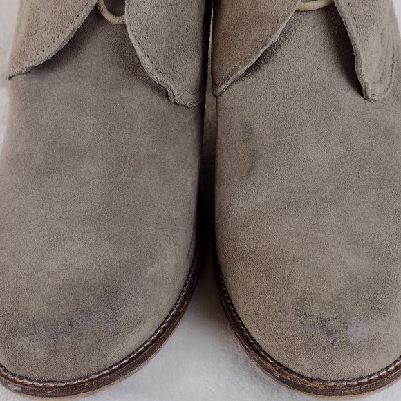 Innue Suede Stacked Heel Lace Up Ankle Boots Bootie Neutral Made in Italy - Picture 6 of 7